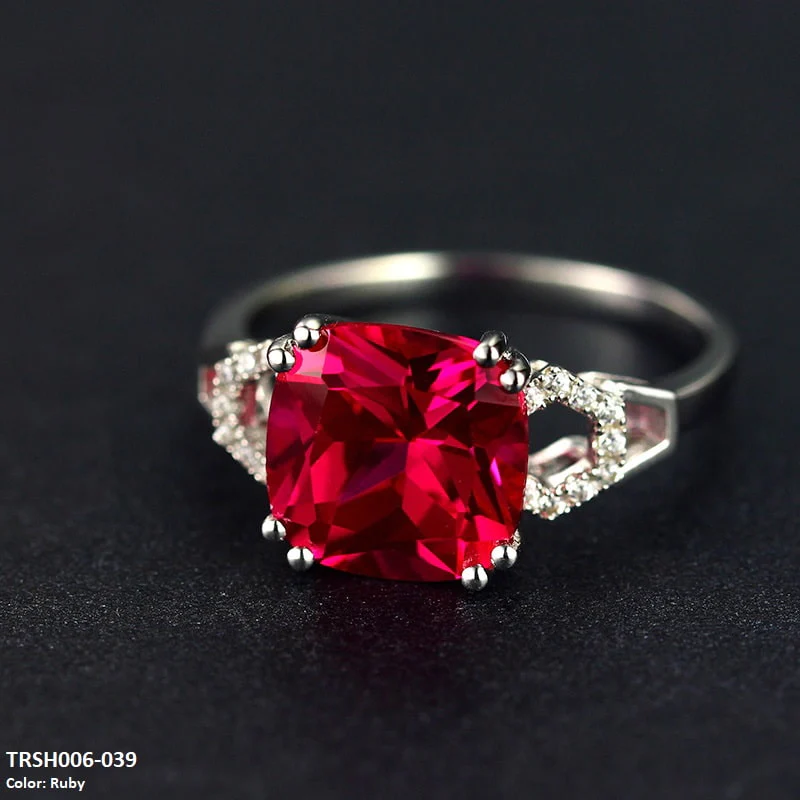 Stylish Red Zircon Adjustable Ring-TRSH006