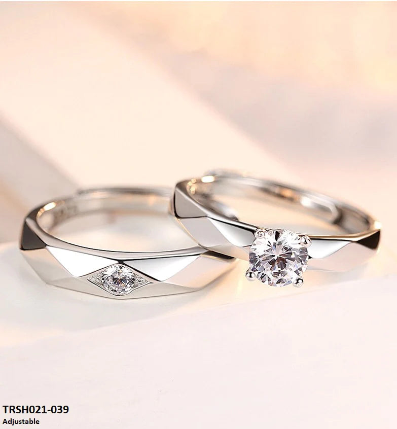 KRL Diamond Cut Stone Couple Rings Adjustable-TRSH021