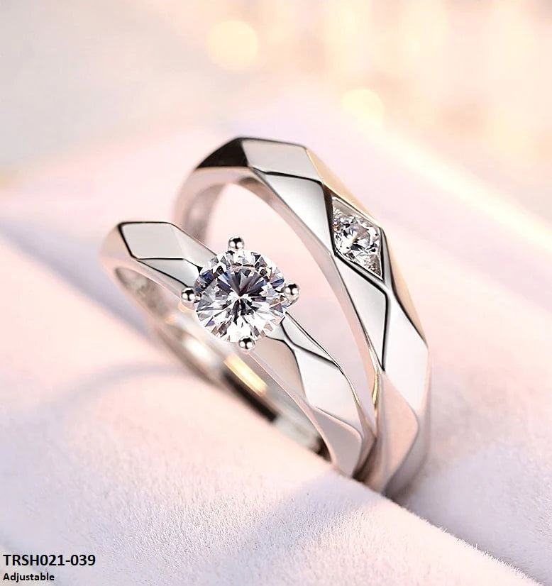 KRL Diamond Cut Stone Couple Rings Adjustable-TRSH021