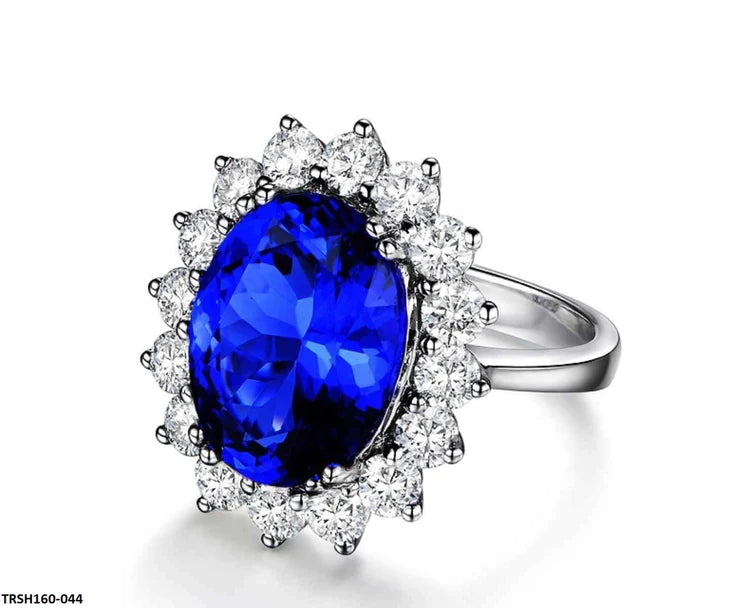 Oval Blue Corner Adjustable Ring - TRSH160
