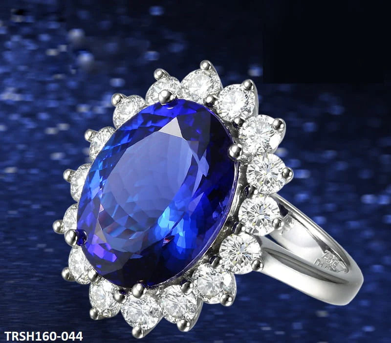 Oval Blue Corner Adjustable Ring - TRSH160