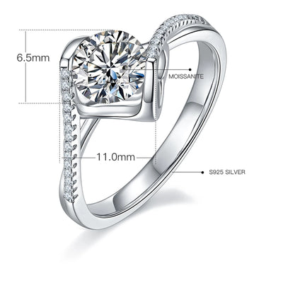 Heart Ring Diamond Cut Zircon Adjustable-CRSH372