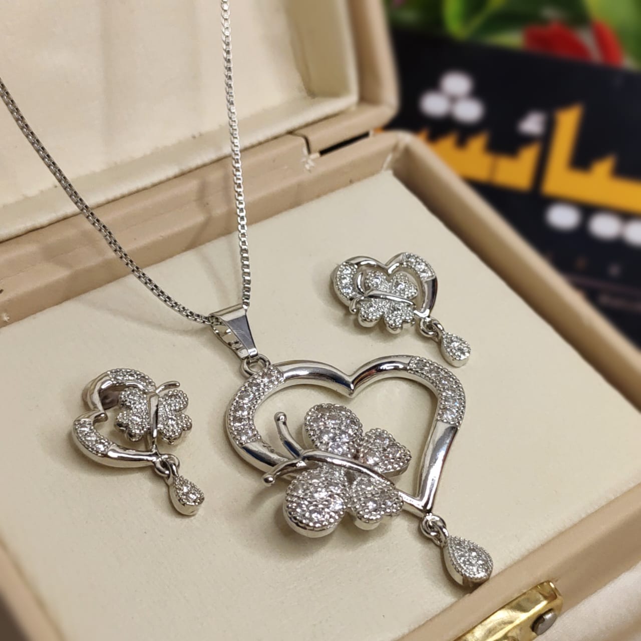 18k Micro Gold Plated Heart Butterfly Fancy Gold Plated Necklace