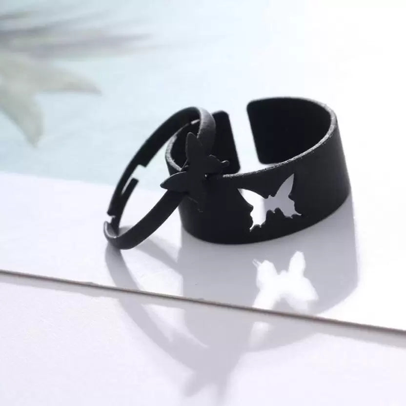 Stylish Butterfly/Heart Couple Rings
