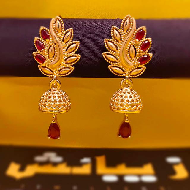 Gold Plated Shiny Earrings with Sparkling Crystals - zebaishjewellers