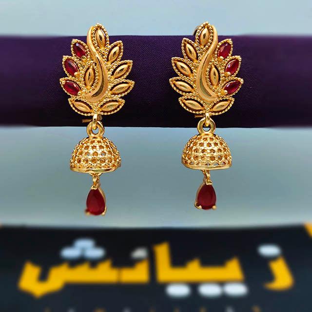 Gold Plated Shiny Earrings with Sparkling Crystals - zebaishjewellers
