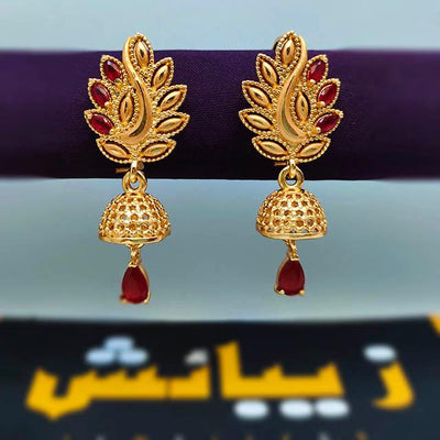 Gold Plated Shiny Earrings with Sparkling Crystals - zebaishjewellers