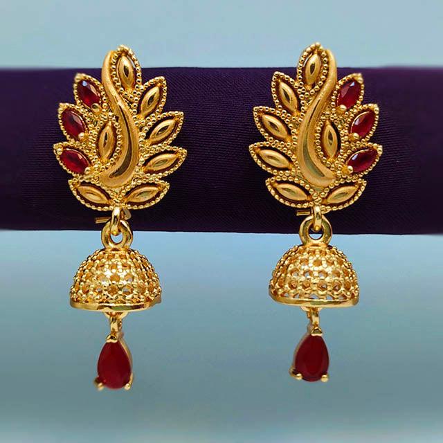 Gold Plated Shiny Earrings with Sparkling Crystals - zebaishjewellers